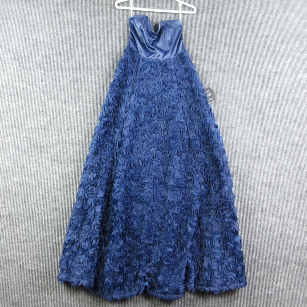 Lulus Dress Womens S Navy Floral Fit & Flare Long Strapless Chiffon Lined NWT